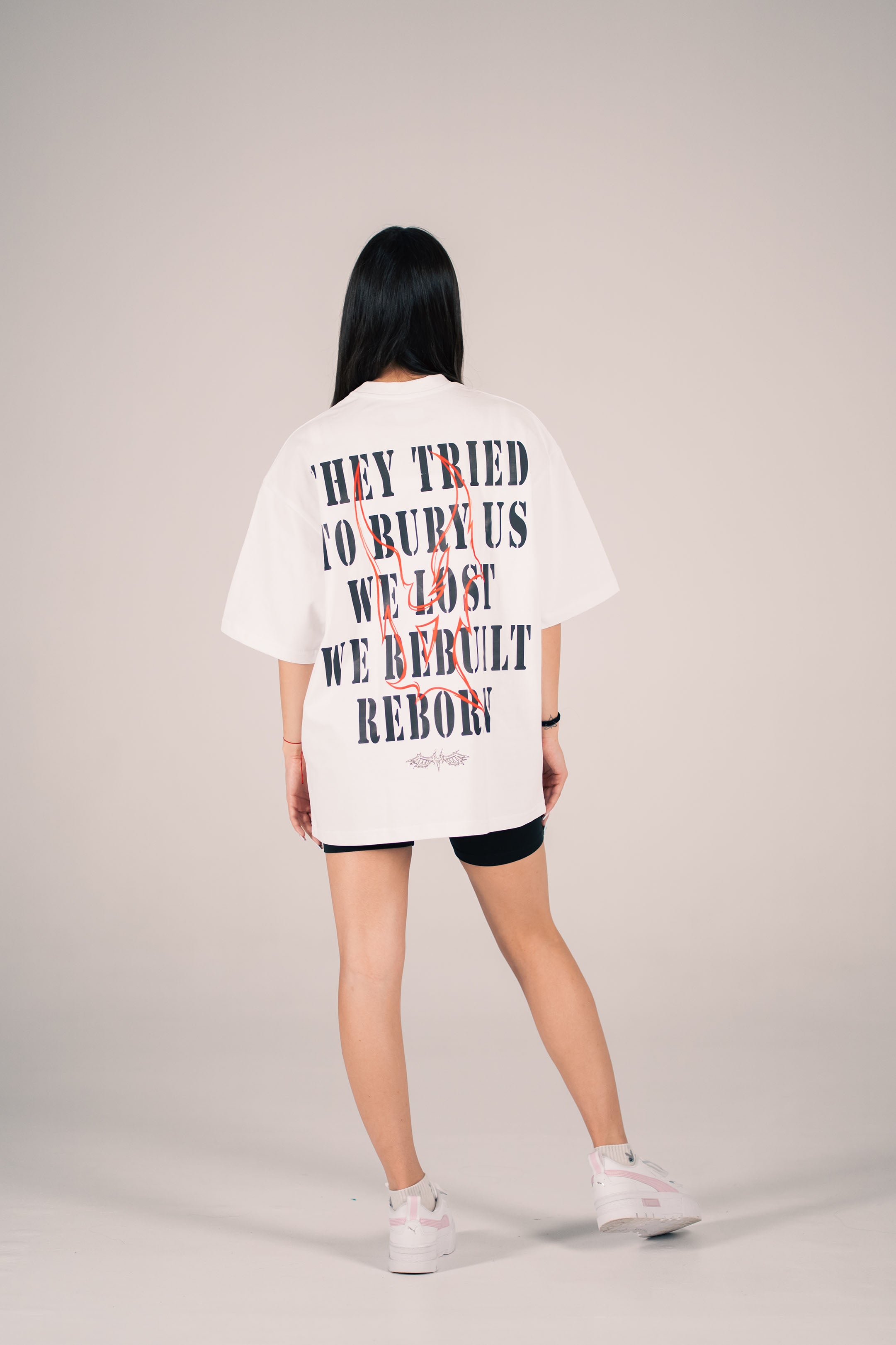 OVERSIZED T-SHIRT "REBORN" WHITE UNISEX