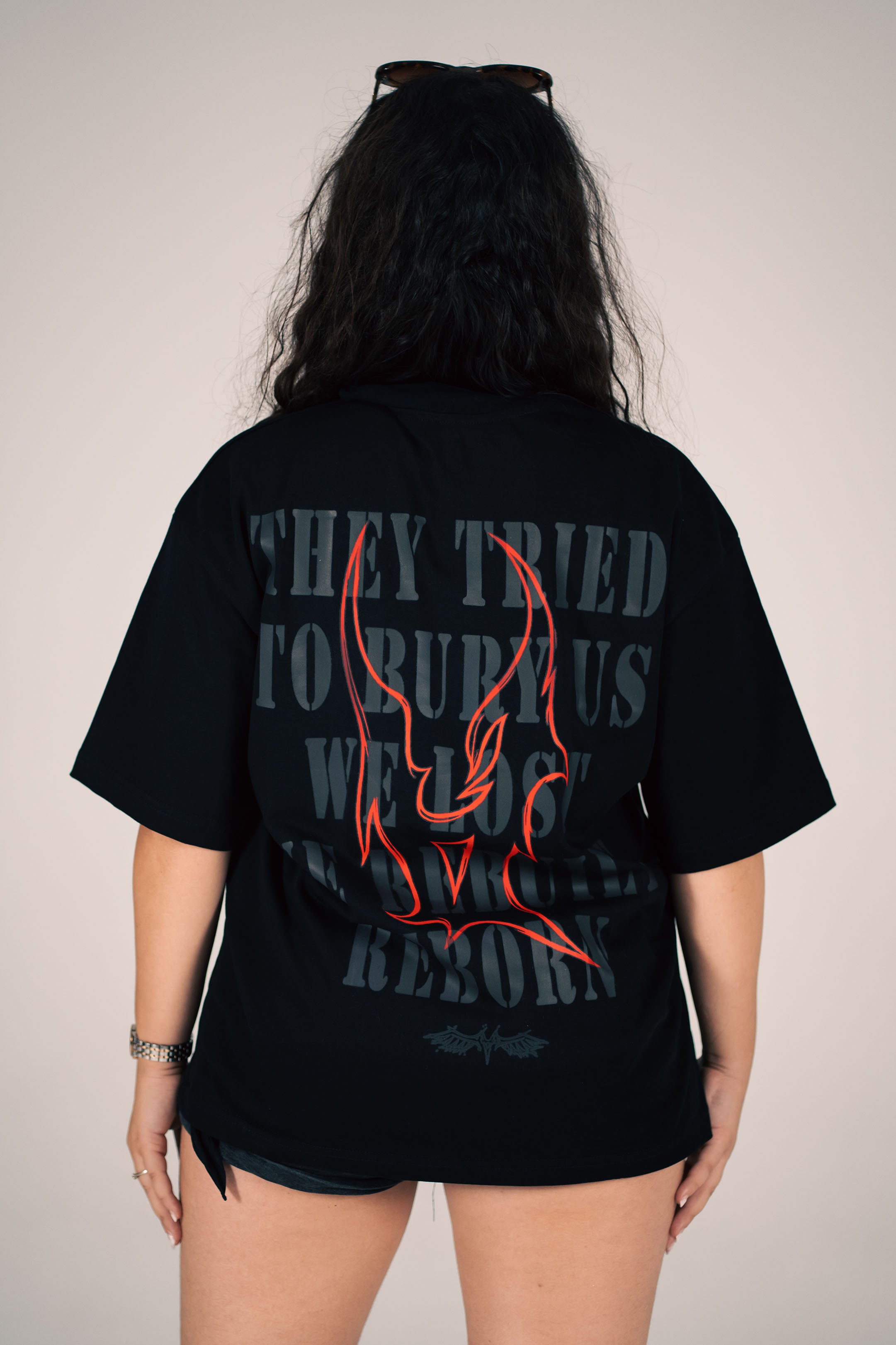 OVERSIZED T-SHIRT "REBORN" BLACK UNISEX