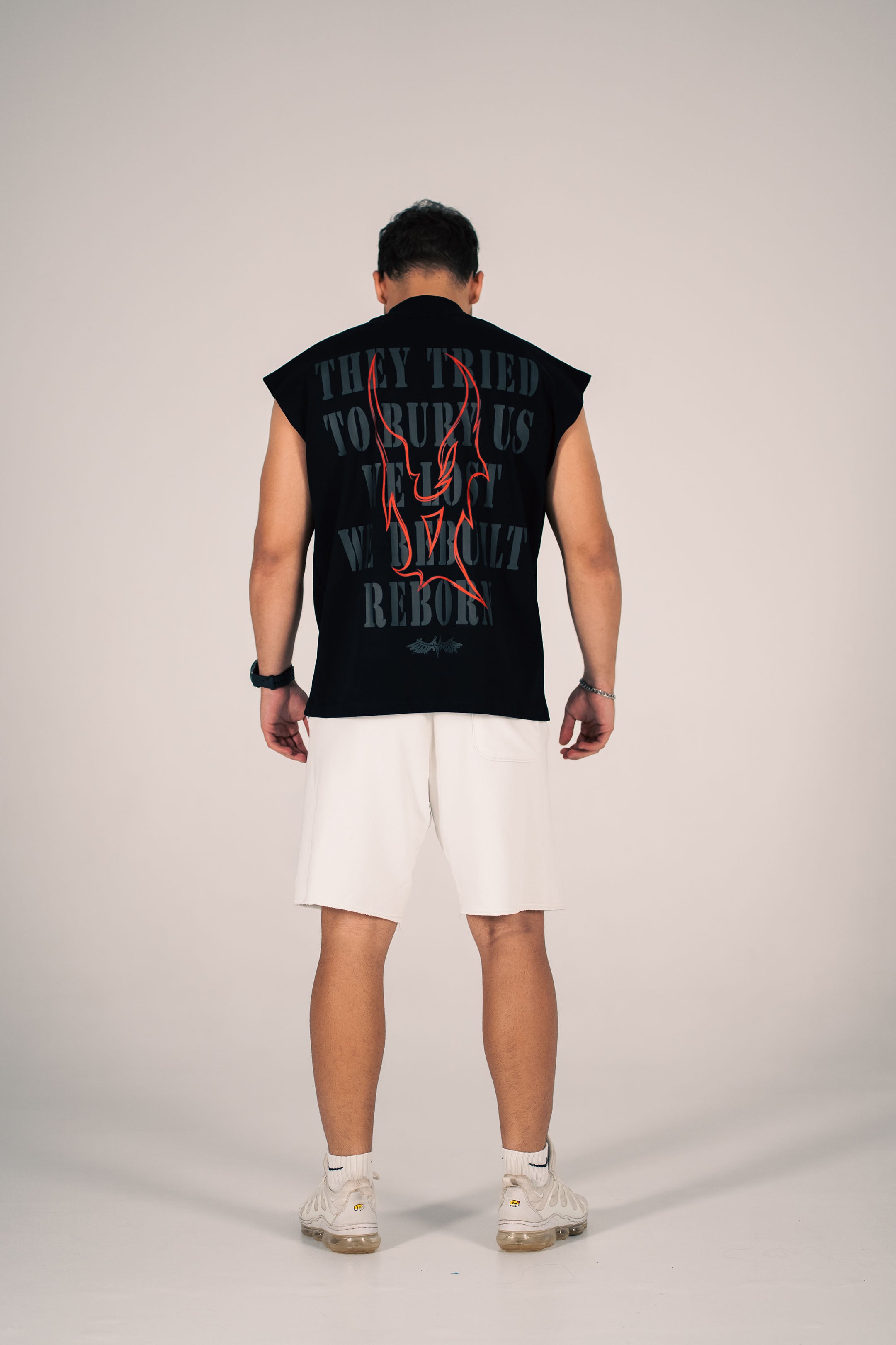 OVERSIZED MEN'S TANK TOP "REBORN" BLACK