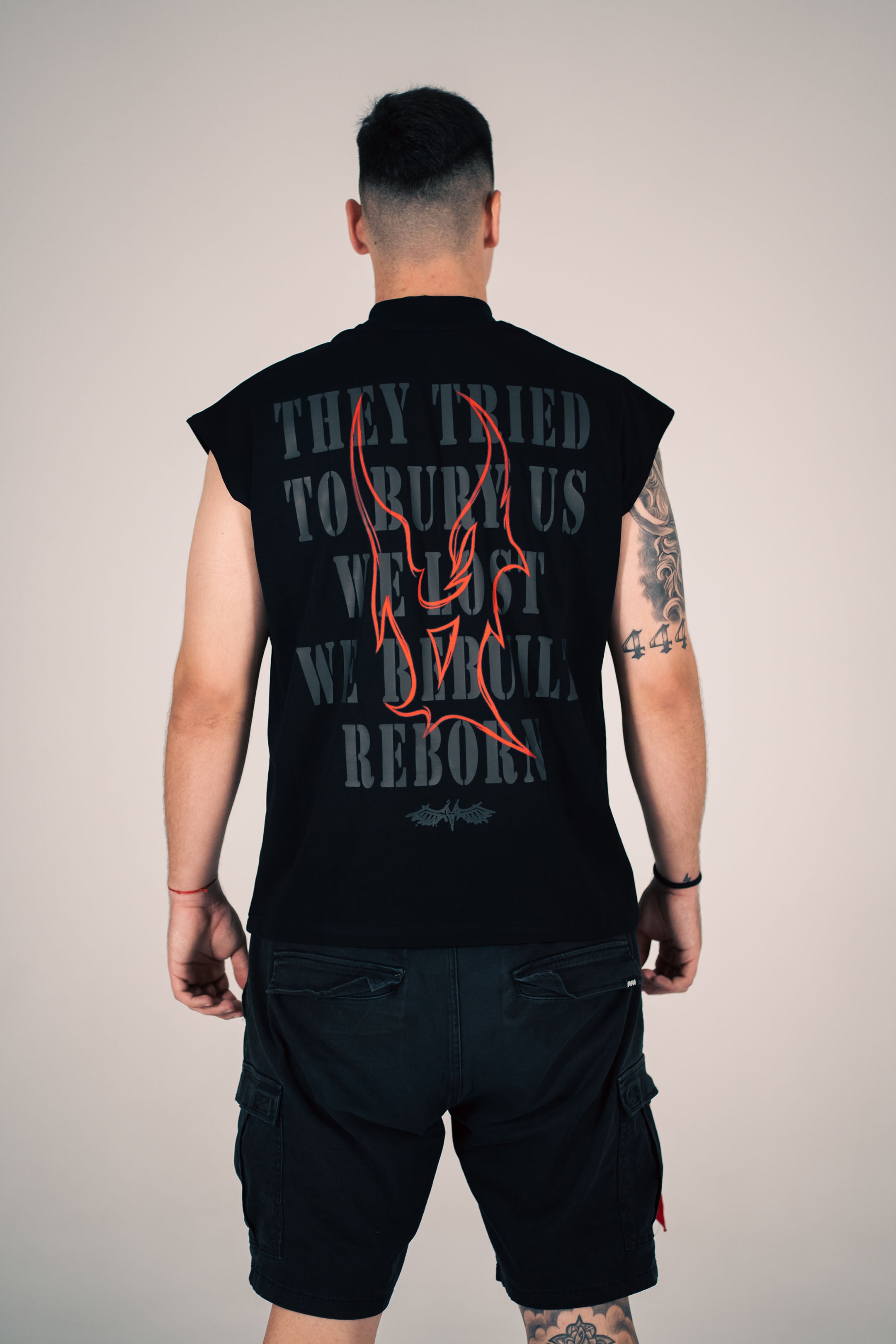 OVERSIZED MEN'S TANK TOP "REBORN" BLACK
