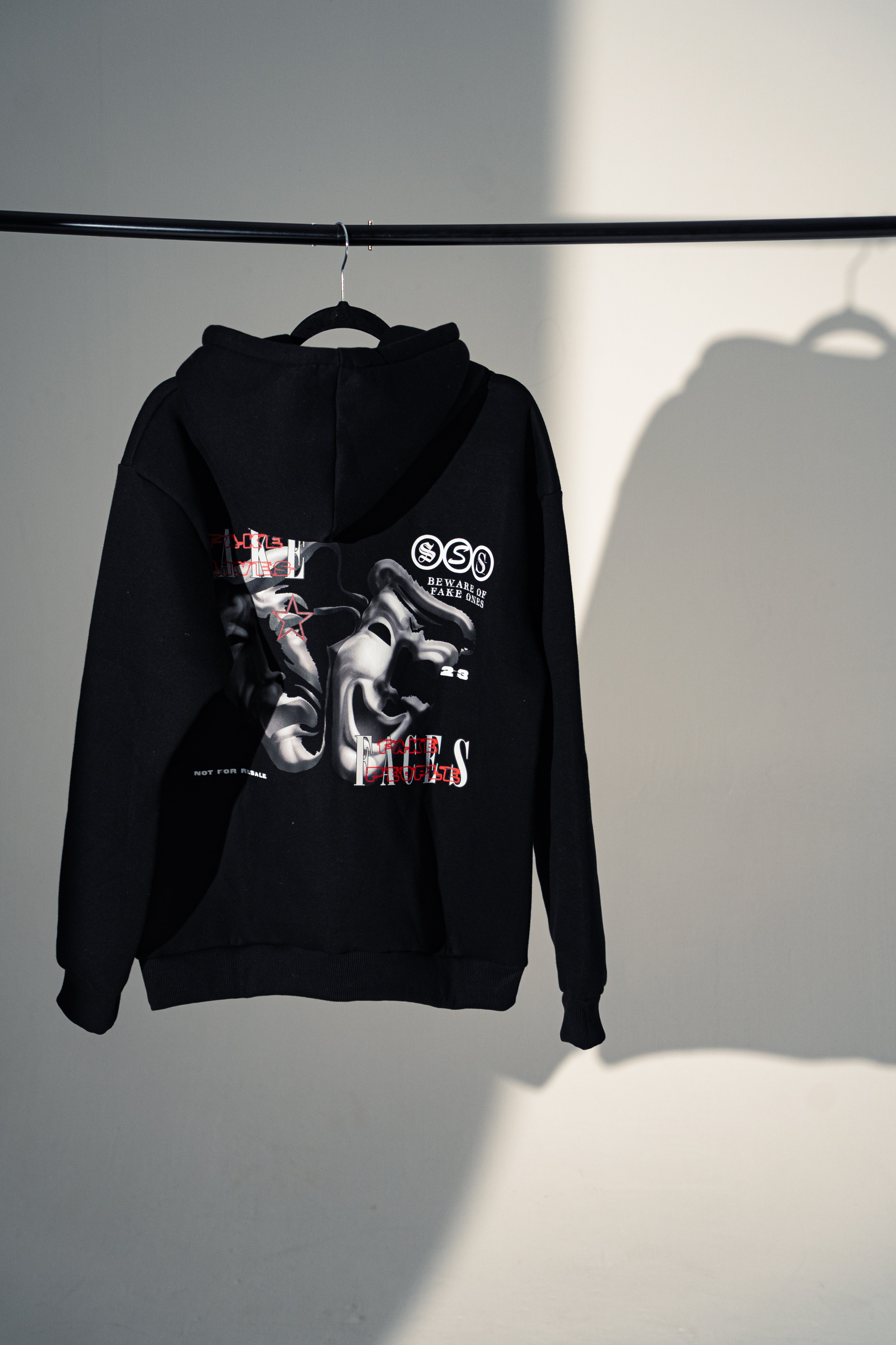 OVERSIZED WOMEN'S HOODIE-"FAKE" BLACK