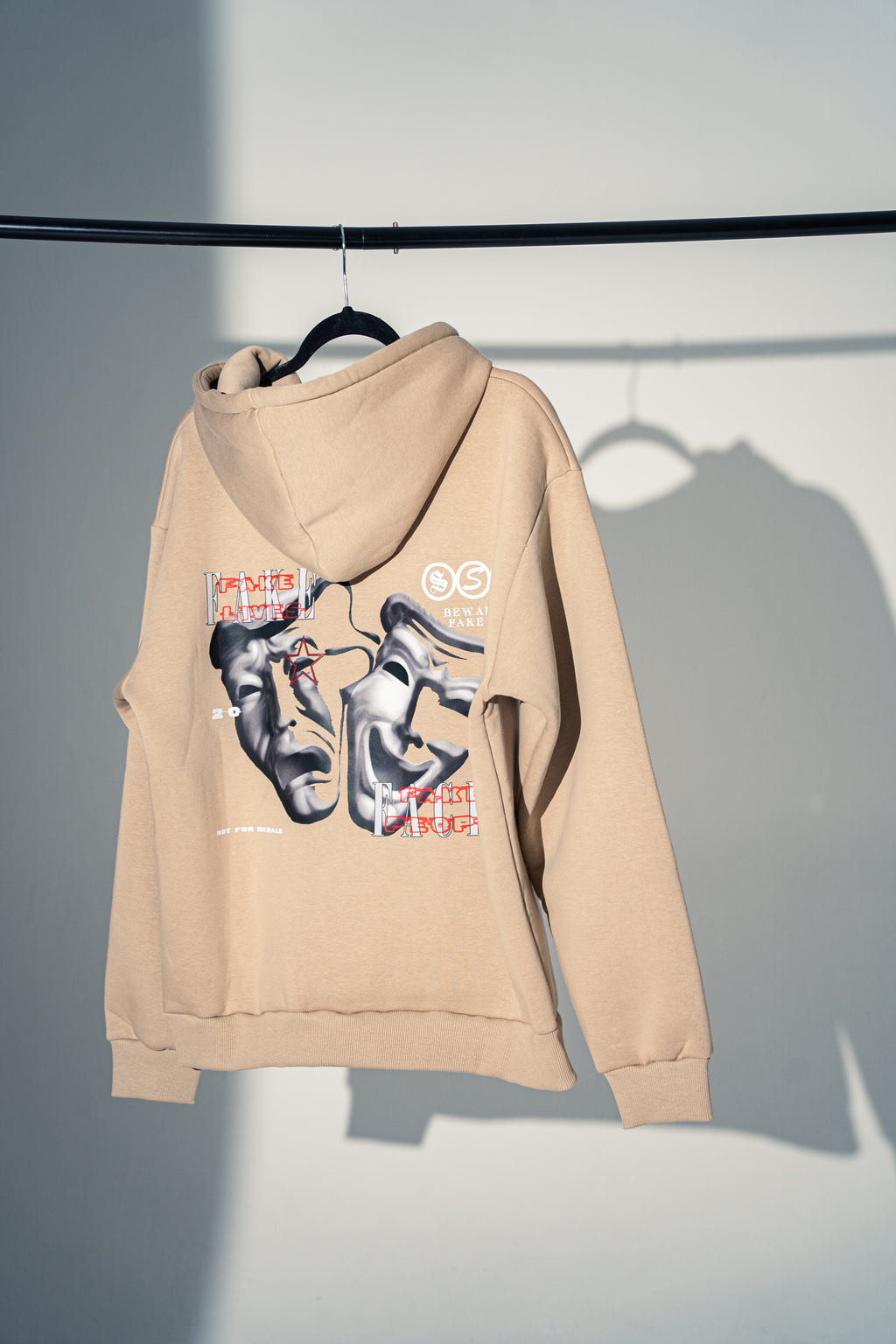 OVERSIZED MEN'S HOODIE-"FAKE" BEIGE