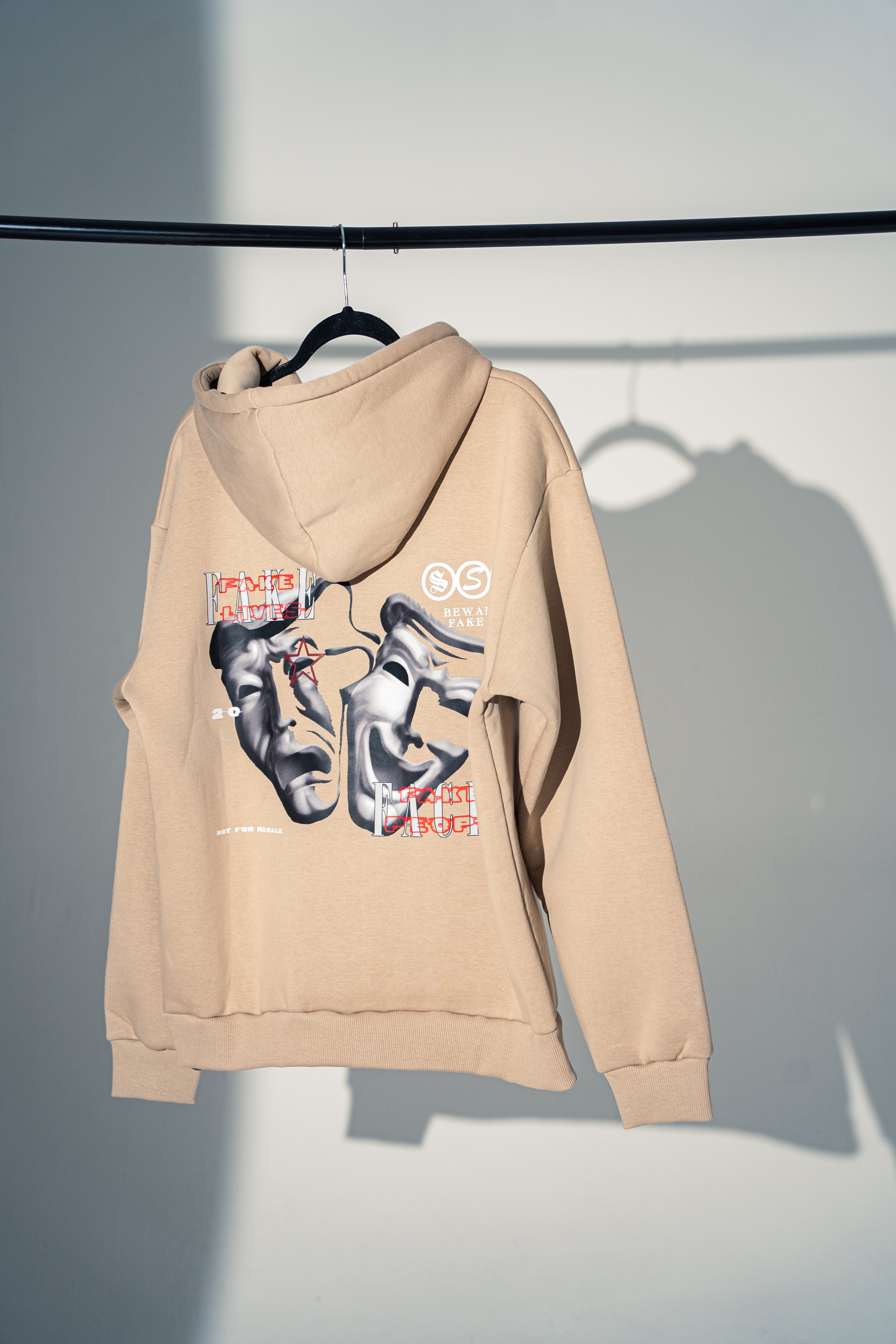 OVERSIZED WOMEN'S HOODIE-"FAKE" BEIGE
