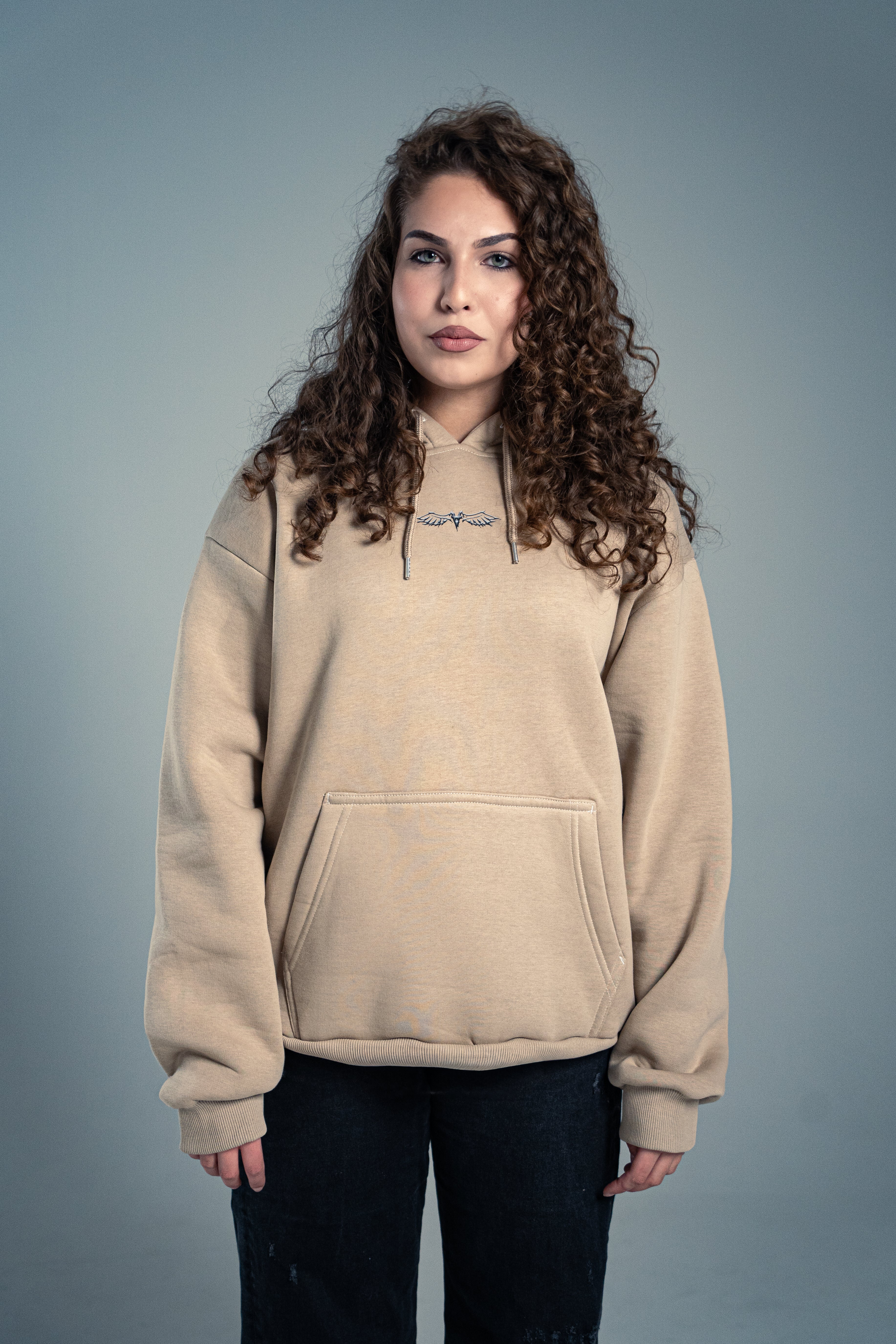 OVERSIZED WOMEN'S HOODIE-"FAKE" BEIGE