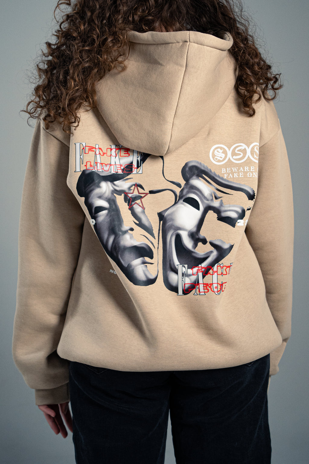 OVERSIZED WOMEN'S HOODIE-"FAKE" BEIGE