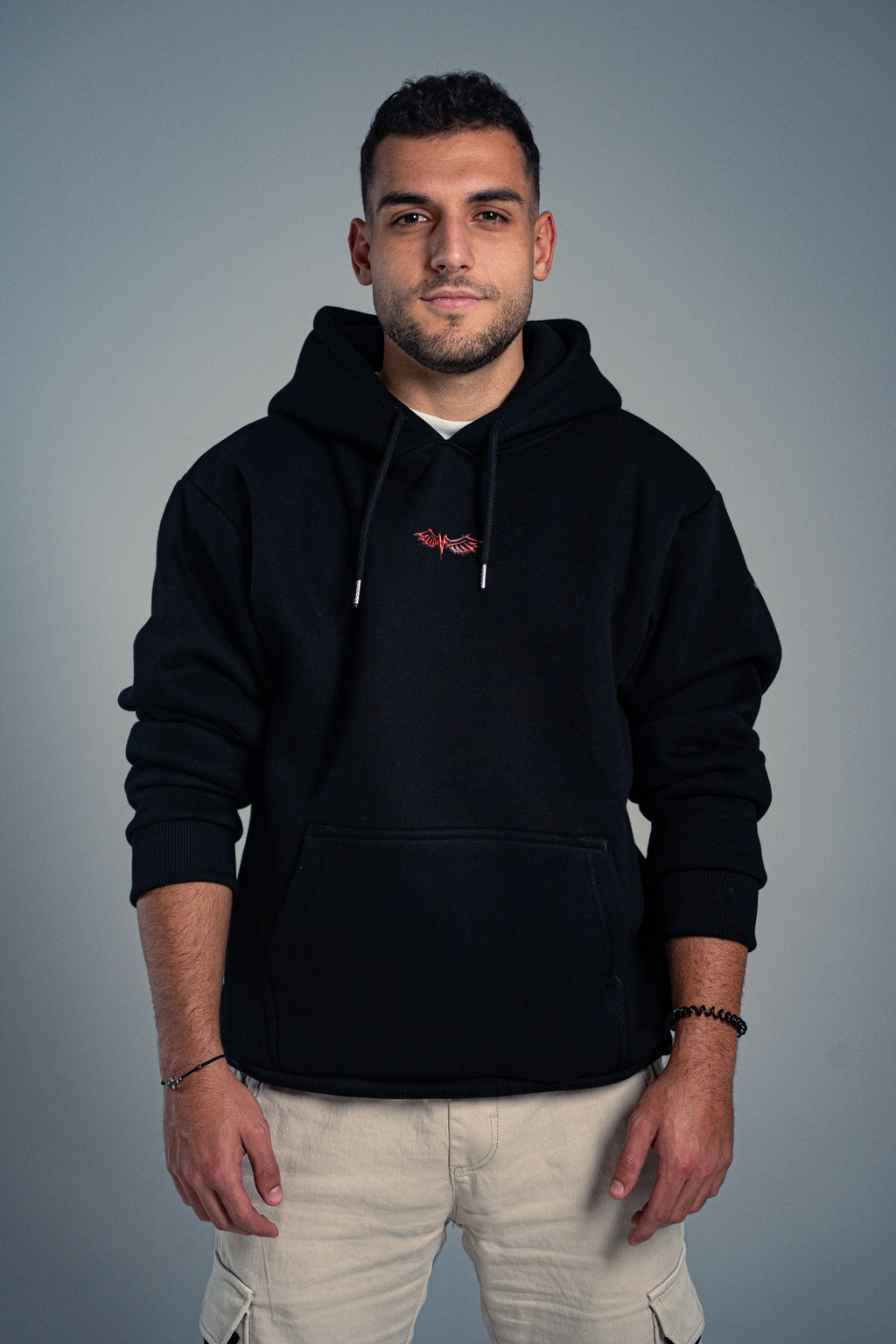 OVERSIZED MEN'S HOODIE-"FAKE" BLACK