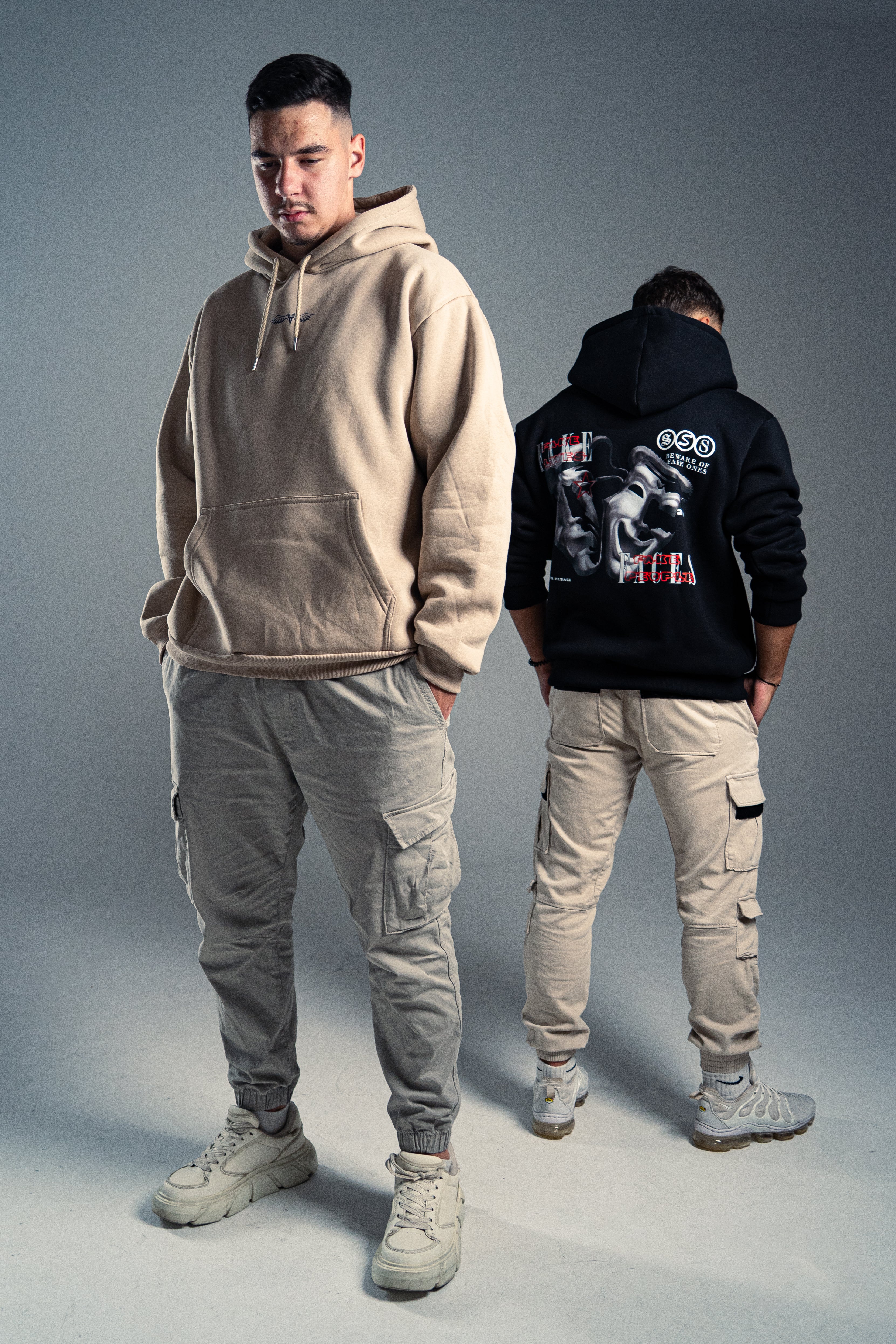 OVERSIZED MEN'S HOODIE-"FAKE" BEIGE