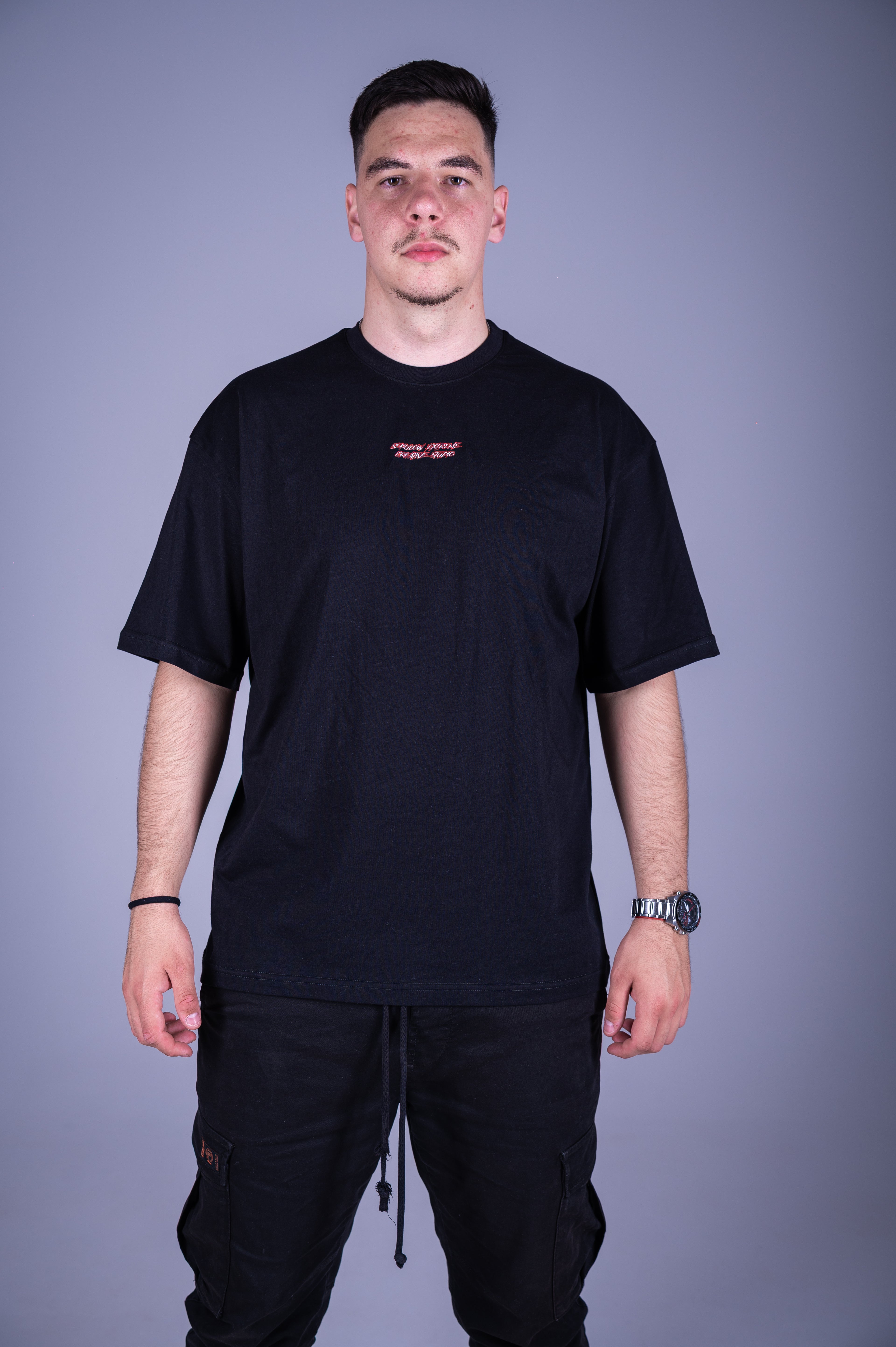 OVERSIZED T-SHIRT ''BORN AGAIN'' BLACK