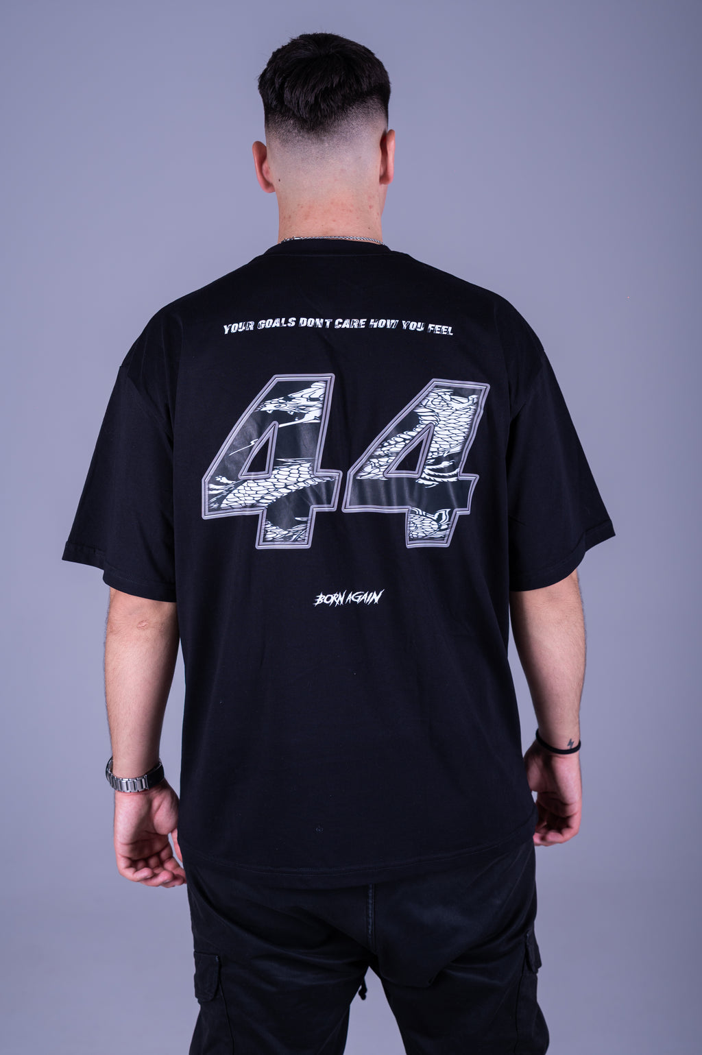 OVERSIZED T-SHIRT ''BORN AGAIN'' BLACK