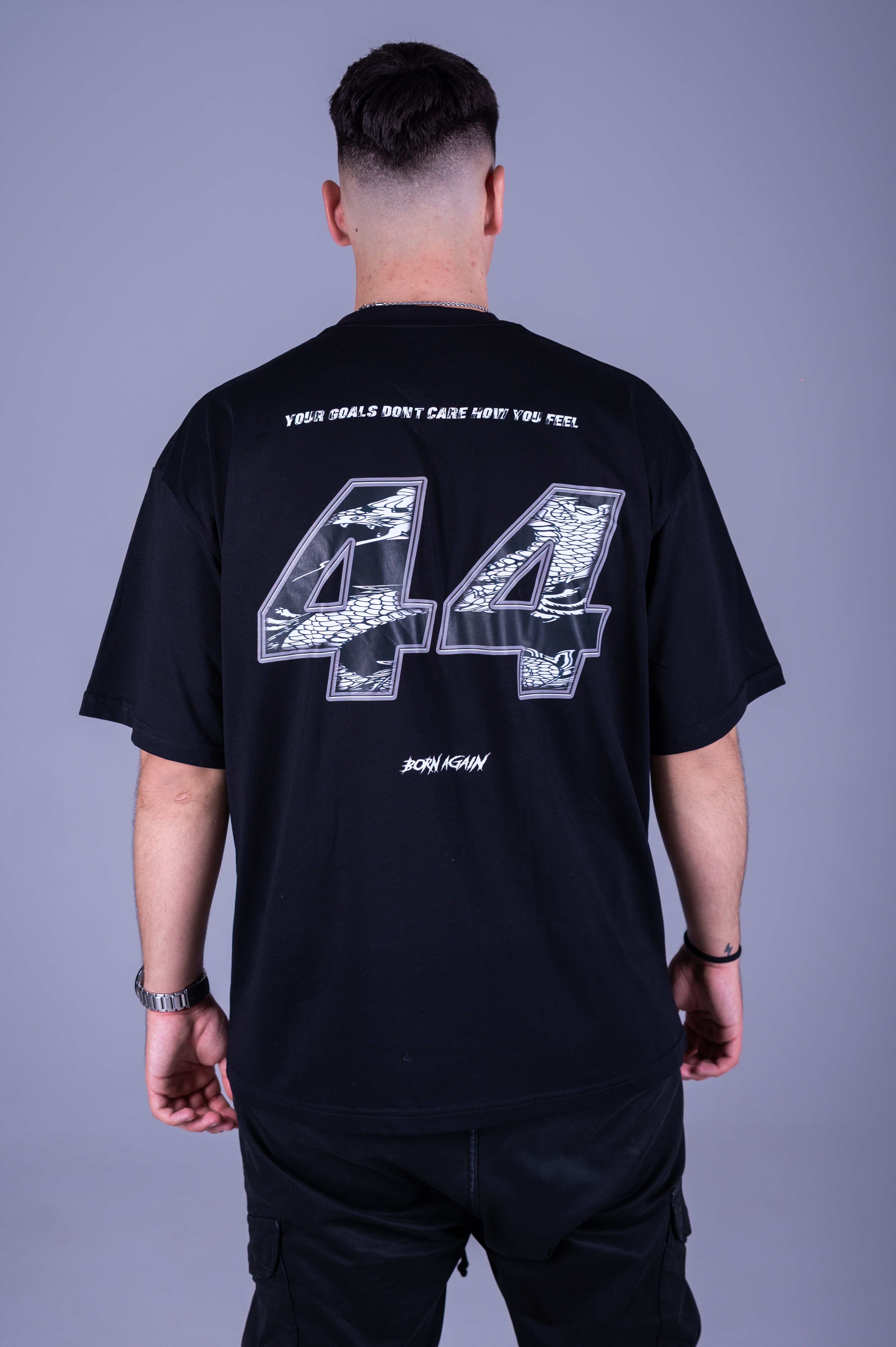 OVERSIZED T-SHIRT ''BORN AGAIN'' BLACK