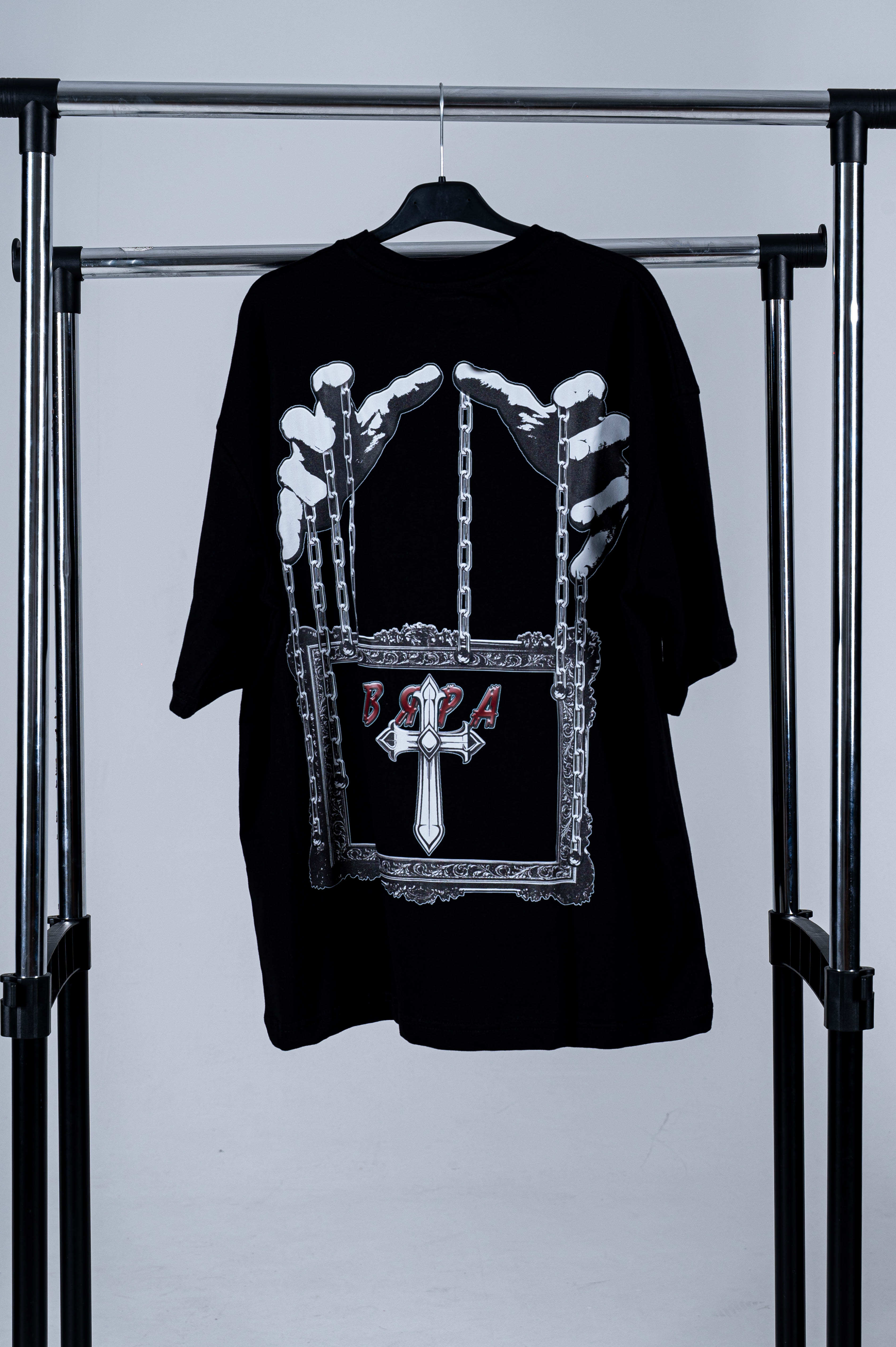 OVERSIZED MEN'S T-SHIRT-"ВЯРА" BLACK