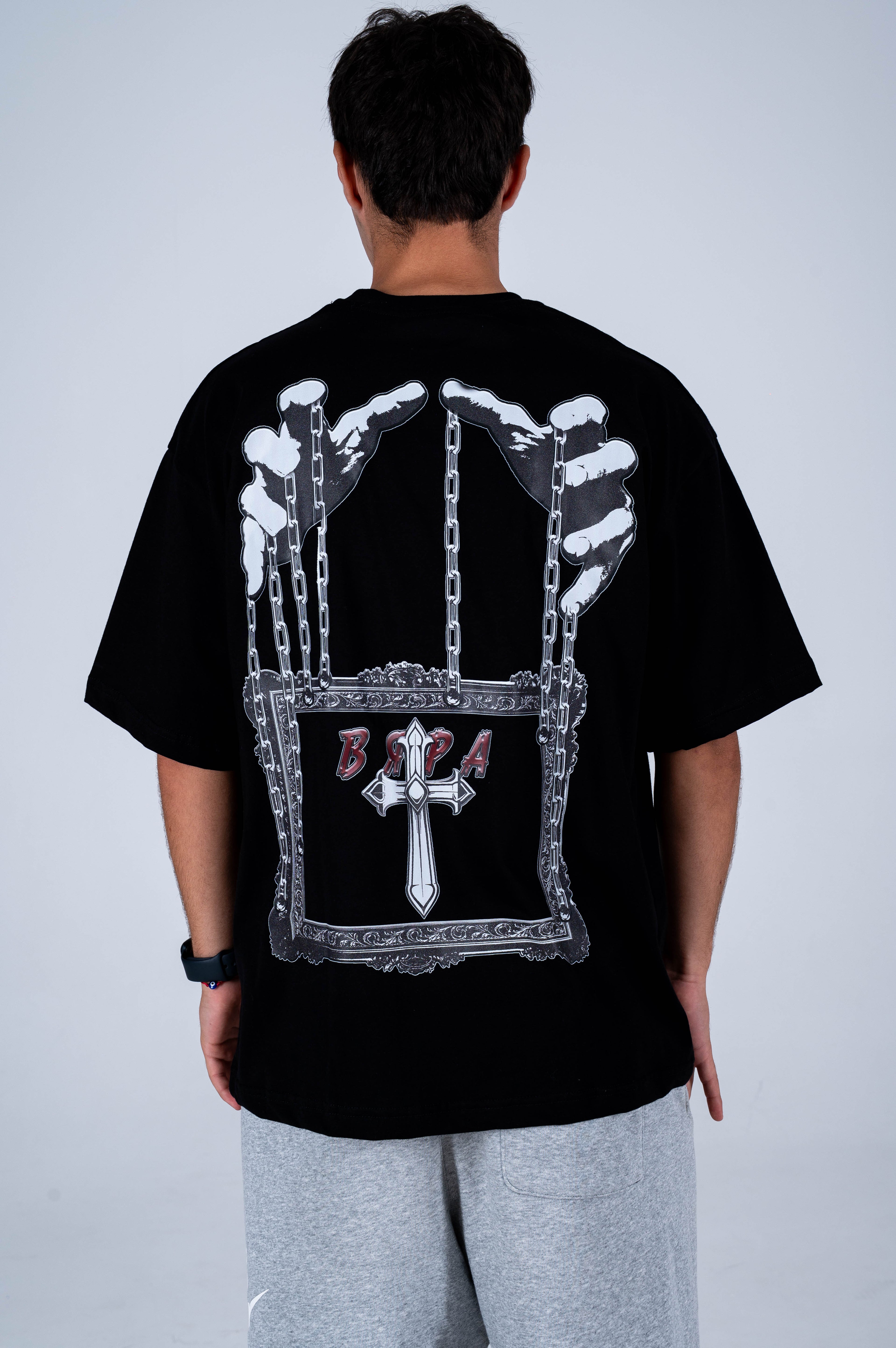 OVERSIZED MEN'S T-SHIRT-"ВЯРА" BLACK