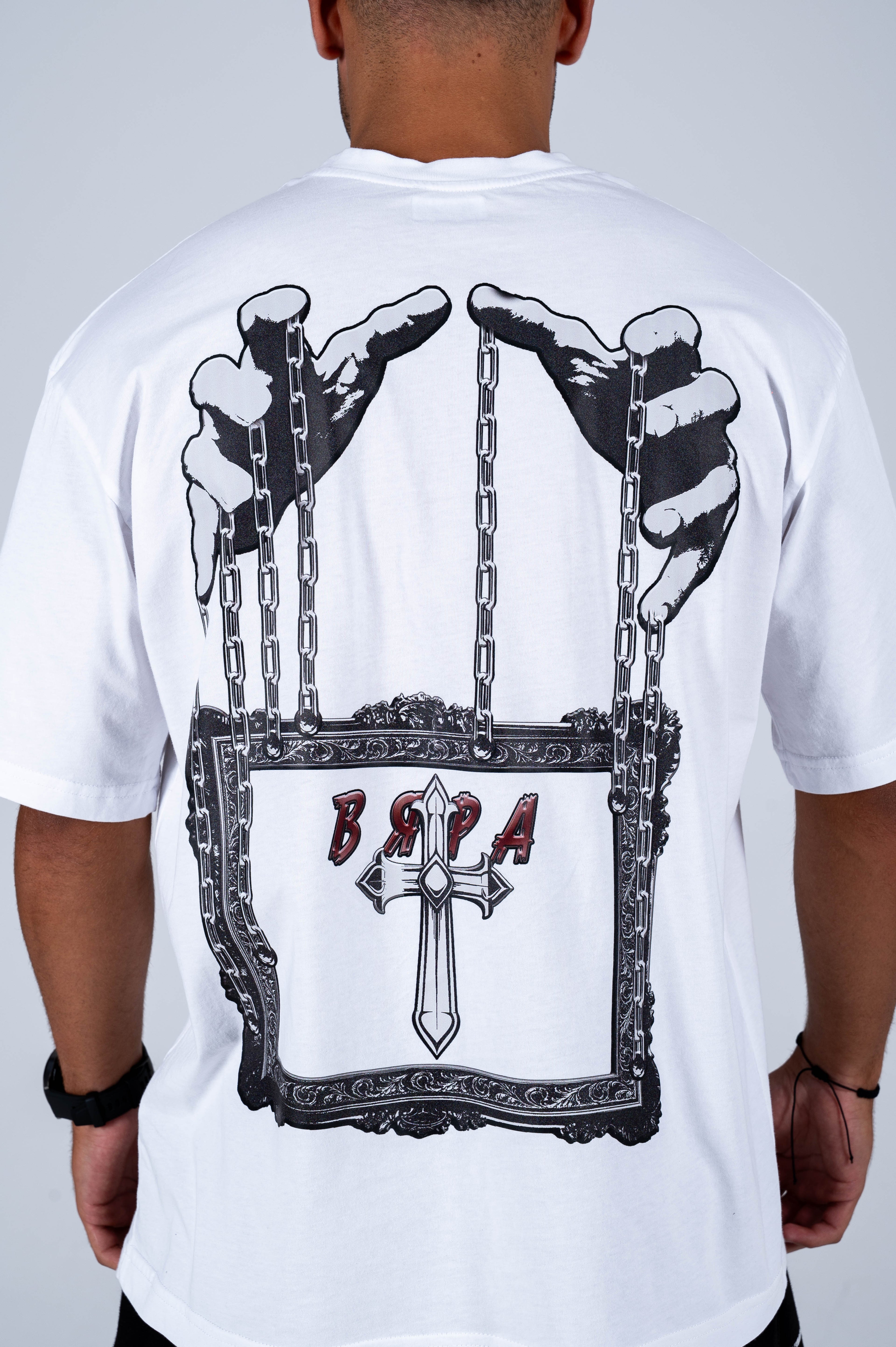 OVERSIZED MEN'S T-SHIRT-"ВЯРА" WHITE