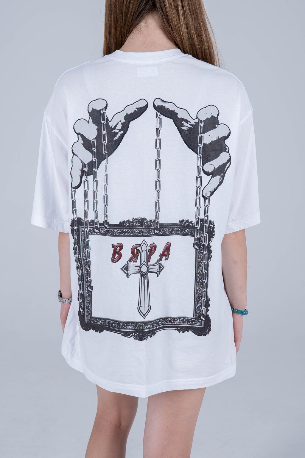 OVERSIZED WOMEN'S T-SHIRT-"ВЯРА" WHITE