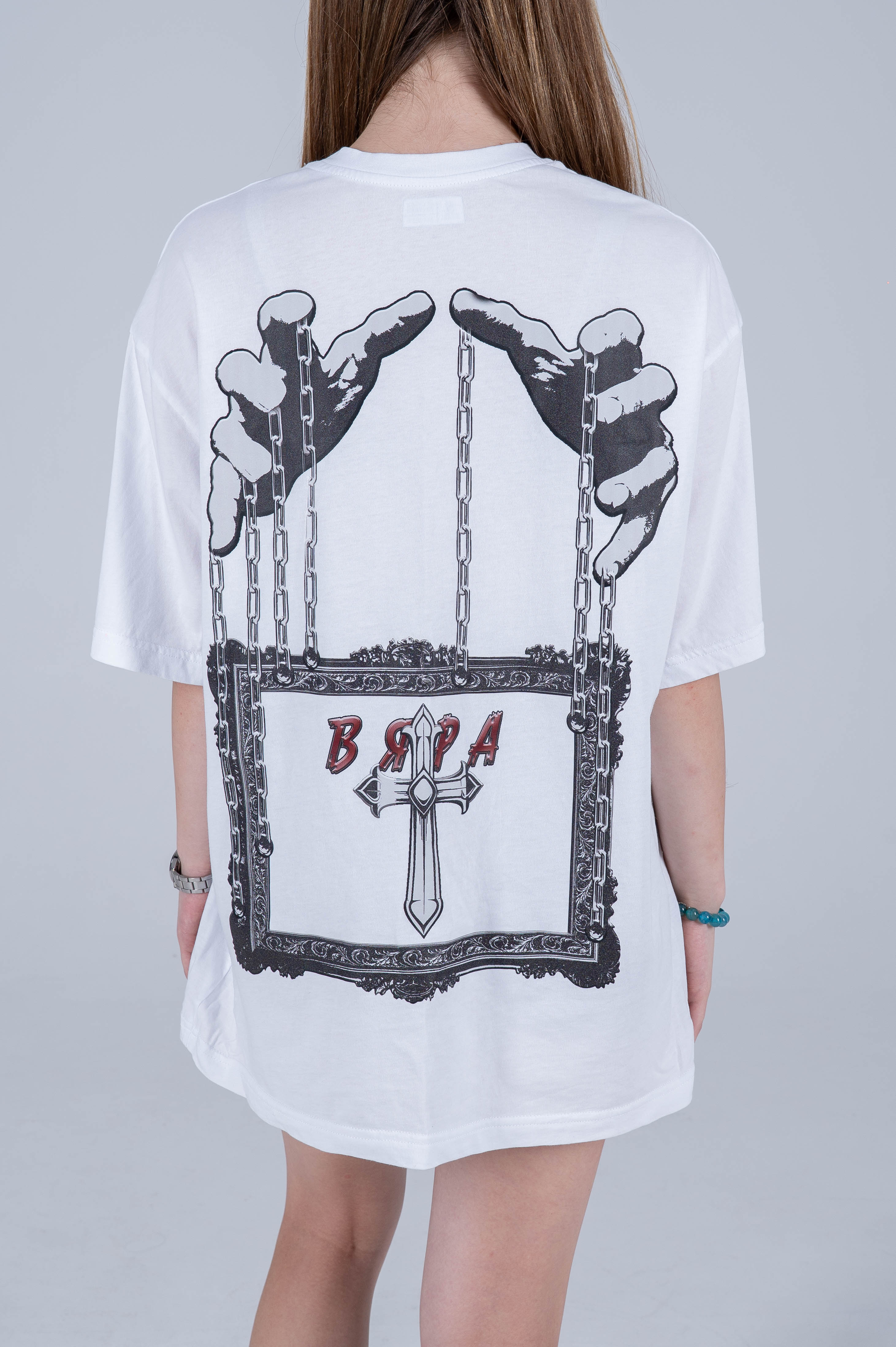 OVERSIZED WOMEN'S T-SHIRT-"ВЯРА" WHITE